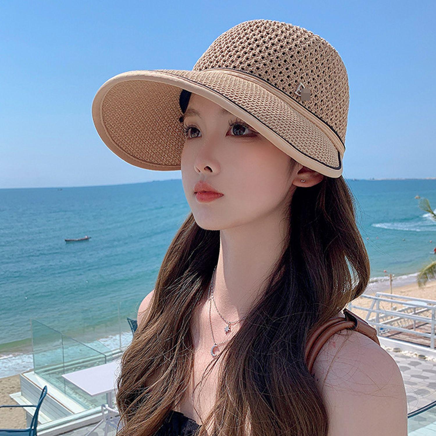 

Шляпа с козырьком, полые вязаные крючком шляпы от солнца с защитой от ультрафиолета, дышащие дорожные пляжные шляпы для женщин ONE SIZE