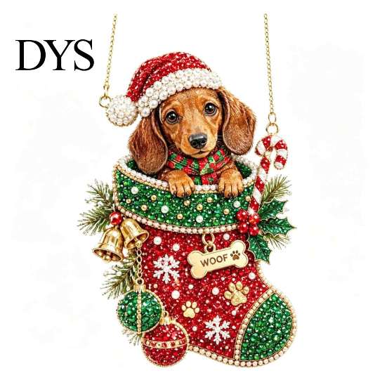 Christmas Themed Hanging Ornaments Diamond Art Ornament, 2D Acrylic Pearl Painting Window Decorations Pattern Suncatcher, Holiday Pendant for