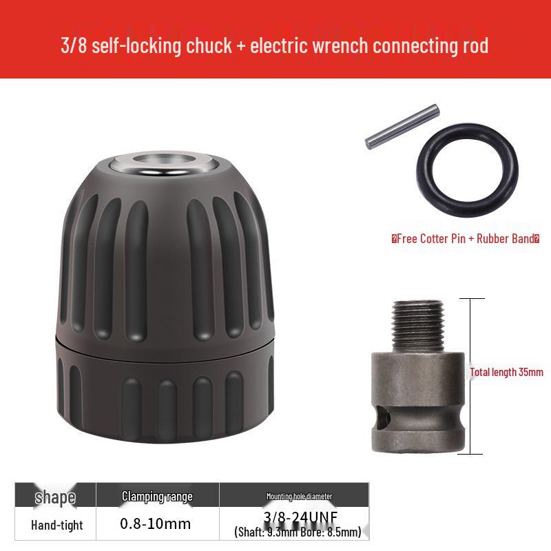 Electric Wrench Conversion Kit: Multifunctional Air Impact, Drill Chuck, Socket & Universal Connector.