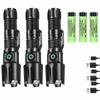 Powerful P50 LED Telescopic Zoom Flashlight USB Rechargeable Lantern Solar Charging Hat Clip Camping Hiking Emergency Torch