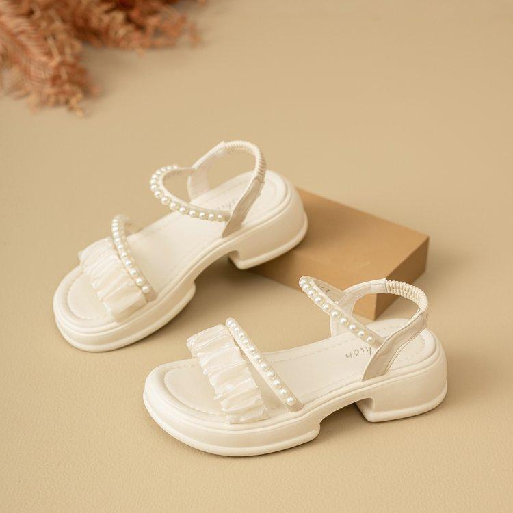 

Soft Leather Edition~ French Pearl Sandals Women s Soft Sole Comfortable 2025 Summer New Fashion Exterior Exquisite Cool Slippers 40