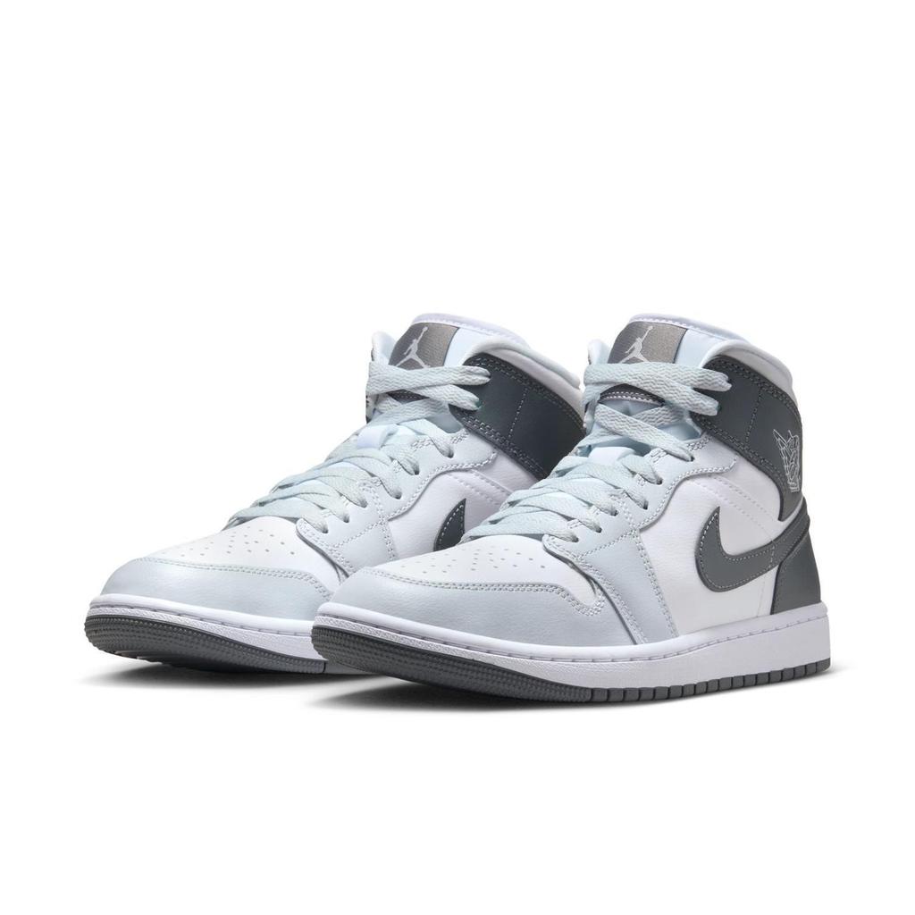 BQ6472-113 Nike Air Jordan 1 Mid White Smoke Grey (Women's)