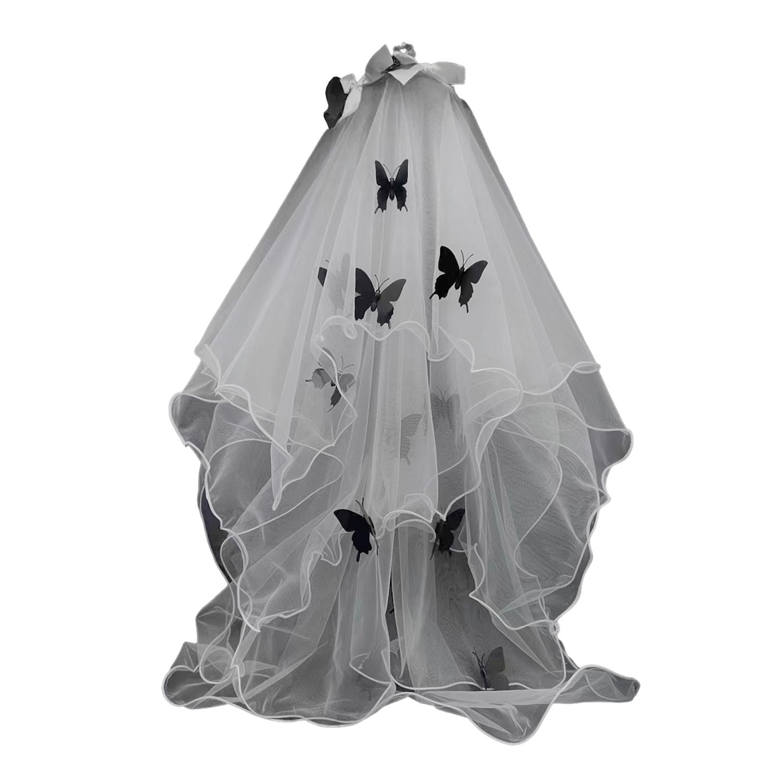 

Свадебная фата с черной бабочкой для девочек, длинная фатина, свадебные диадемы для женщин, подружек невесты белый