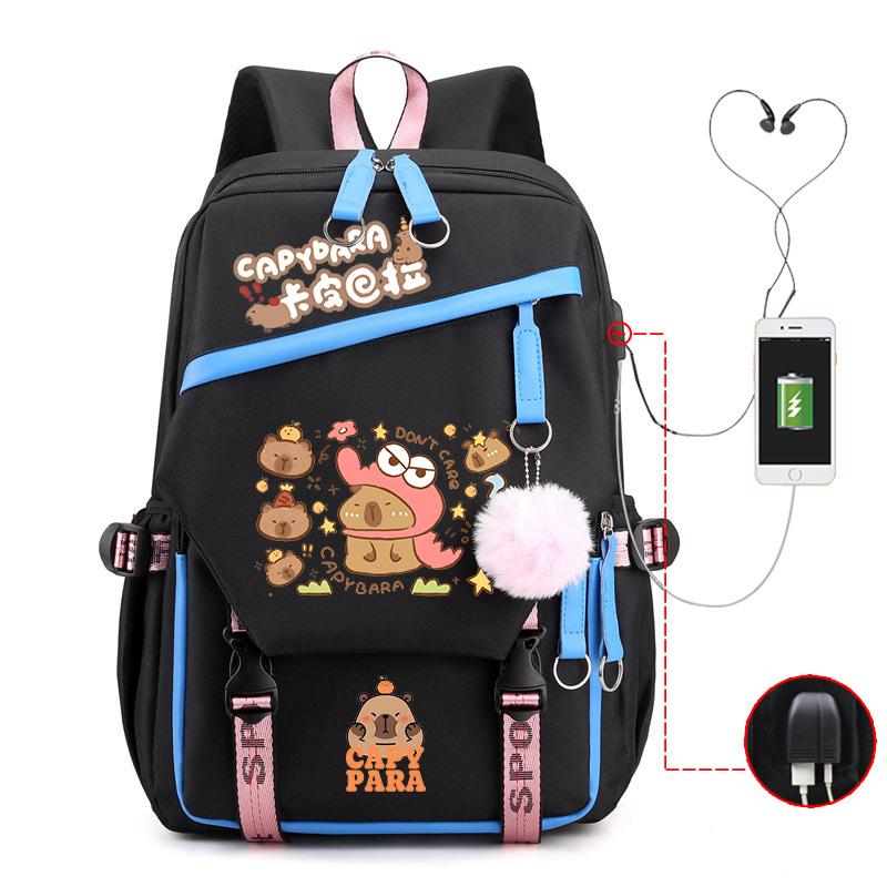 Kapibara fun peripheral printing new schoolbag cute cartoon primary and secondary school students spine backpack