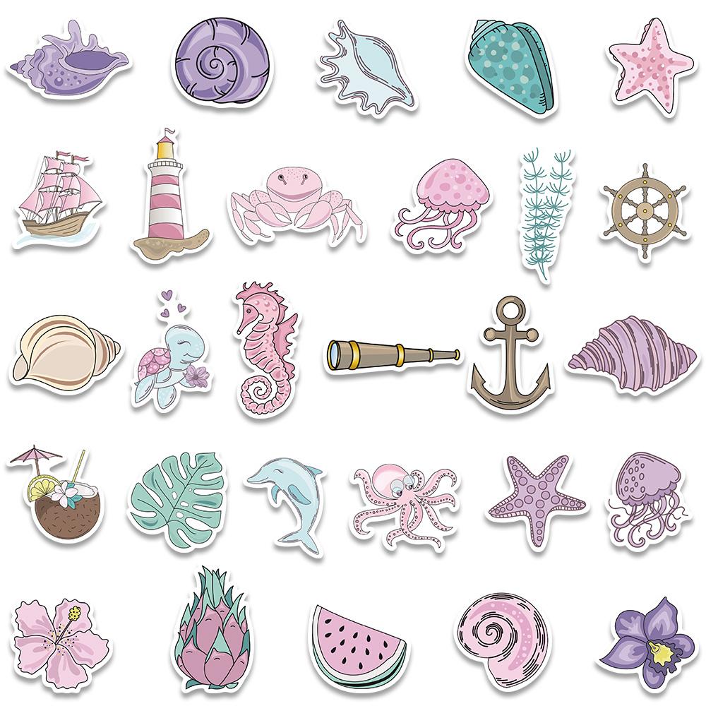 56Pcs Pink Kawaii Mermaid Girl Cute Stickers Skateboard Notebook Fridge Phone Guitar Luggage Decal Sticker Kids Toy