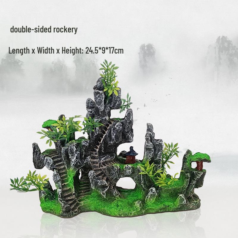 Aquarium Resin Rockery Decor - Stone & Plant Ornaments for Aquatic Landscaping