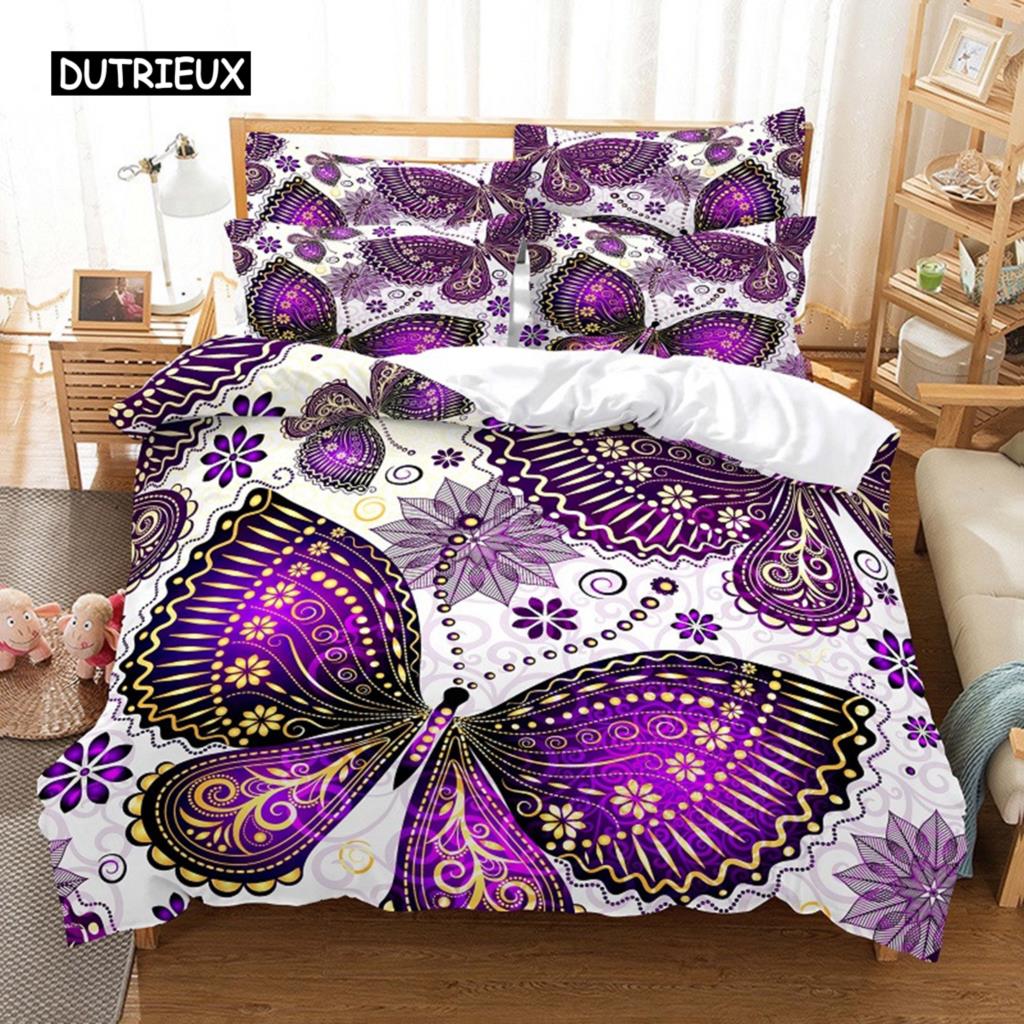 Colorful Butterfly Bedding Set Duvet Cover Set 3d Bedding Digital Printing Bed Linen Queen Size Bedding Set Fashion Design