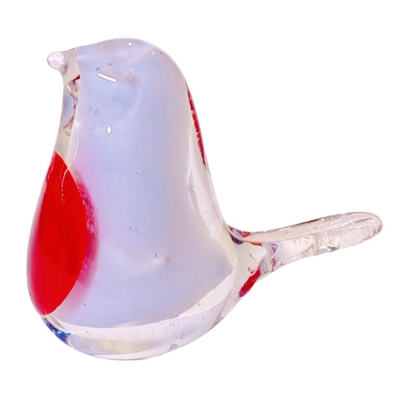 

Elegant Glass Art Red Breasted Bird Sculpture Miniature Paperweight Animal Figurine for Living Room or Office Decoration 1
