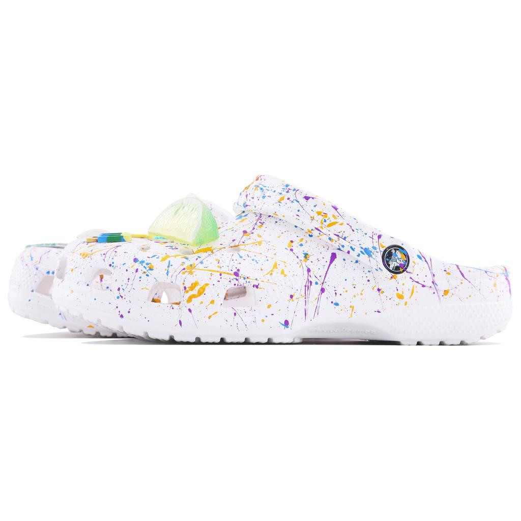Crocs Classic Clog Sea Salt Bubble SDS Ink Splash Graffiti Casual and Versatile Design Sense Fashion Hole Shoes Unisex White