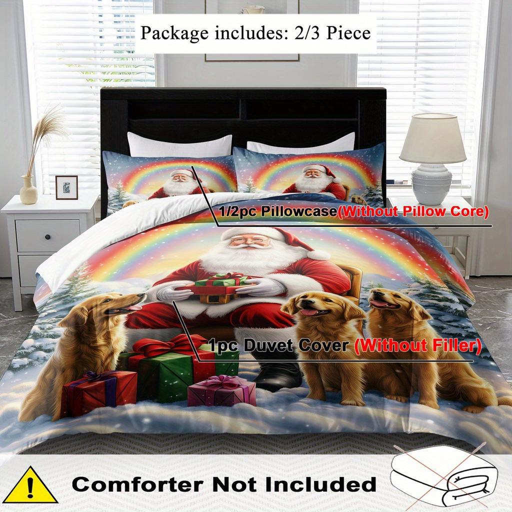 Santa Claus Cartoon Duvet Cover Set Multi Size Quilt Cover Queen Size Bedroom Bedding Decoration Machine Washable Bed Sheet Quilt Cover