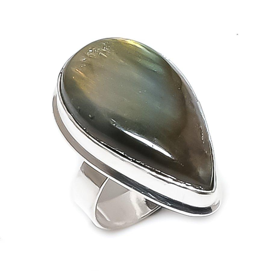 

Labradorite Gemstone Handmade 925 Sterling Silver Jewelry Ring Size 8 K0Q85
