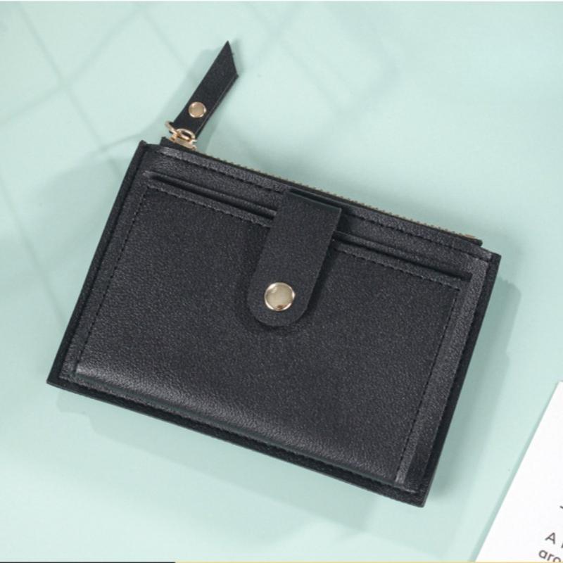 New Minimalist and Fashionable Women s Short Card Bag Ultra-thin Mini PU Leather Zero Wallet Women s Credit Card Holder Wallet чёрный