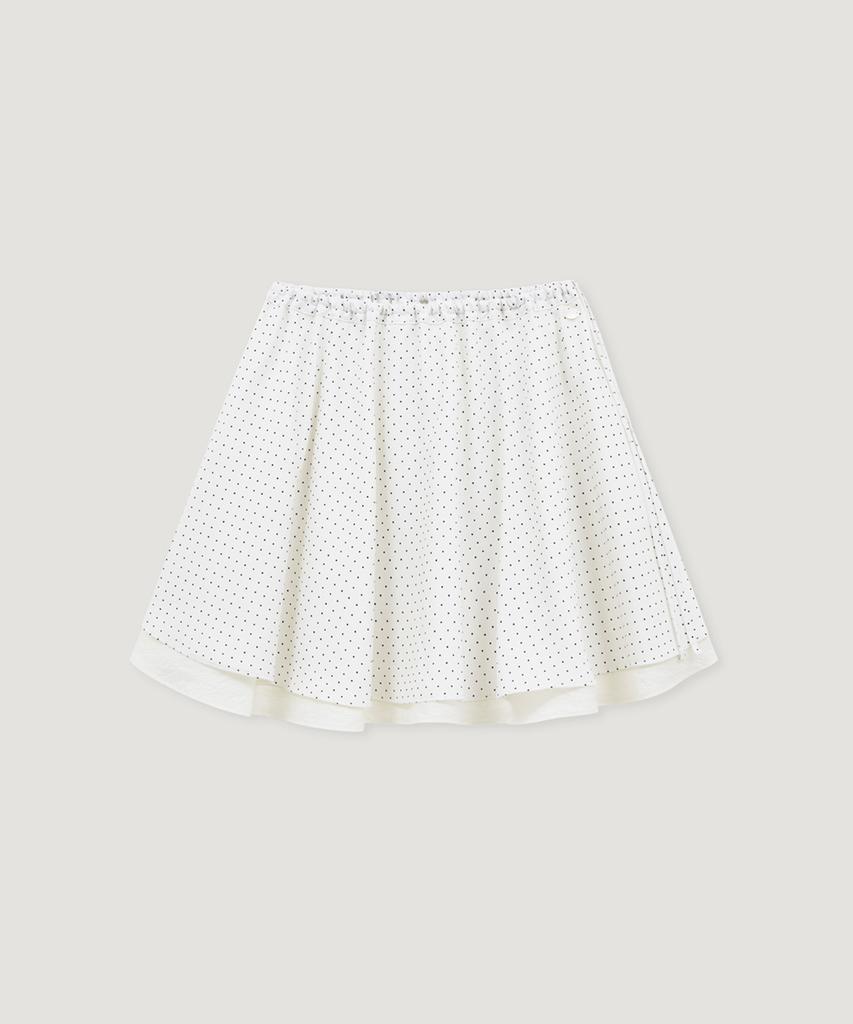 Peleubeu Dot Banding Flare Mini Skirt