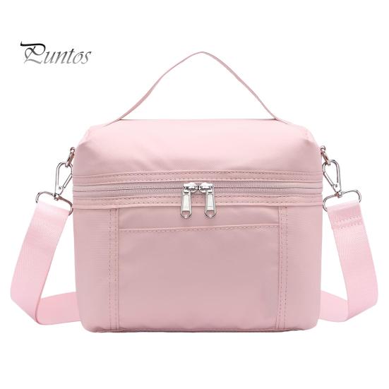 

Ізольований ланч-сумка для дорослих Легкий нейлоновий водонепроникний ланч-бокс зі знімним ременем Термосумка на подвійній блискавці для роботи, пікніків, кемпінгу рожевий