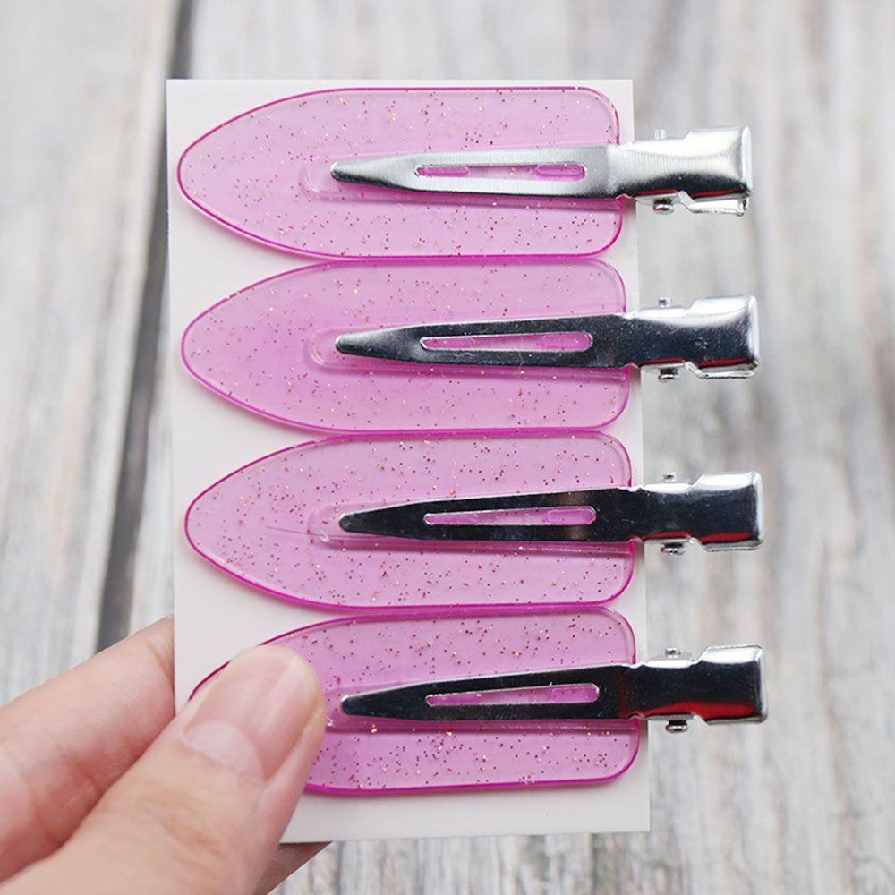 

Traceless Makeup Candy Color Seamless No Mark Hair Clip Barrettes No Crease Hair Pin 4pcs фіолетовий