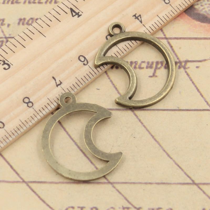 20pcs Charms Moon 21x26mm Tibetan Bronze Silver Color Pendants Antique Jewelry Making DIY Handmade Craft CLE
