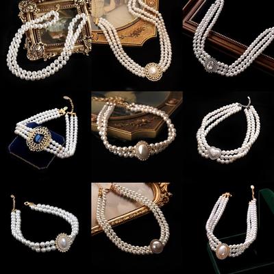 Französische Licht Luxus Diamantenbesetzte Kunstperlenkette Retro Hofstil Schlüsselbeinkette Nische High-End Schmuck Frauen