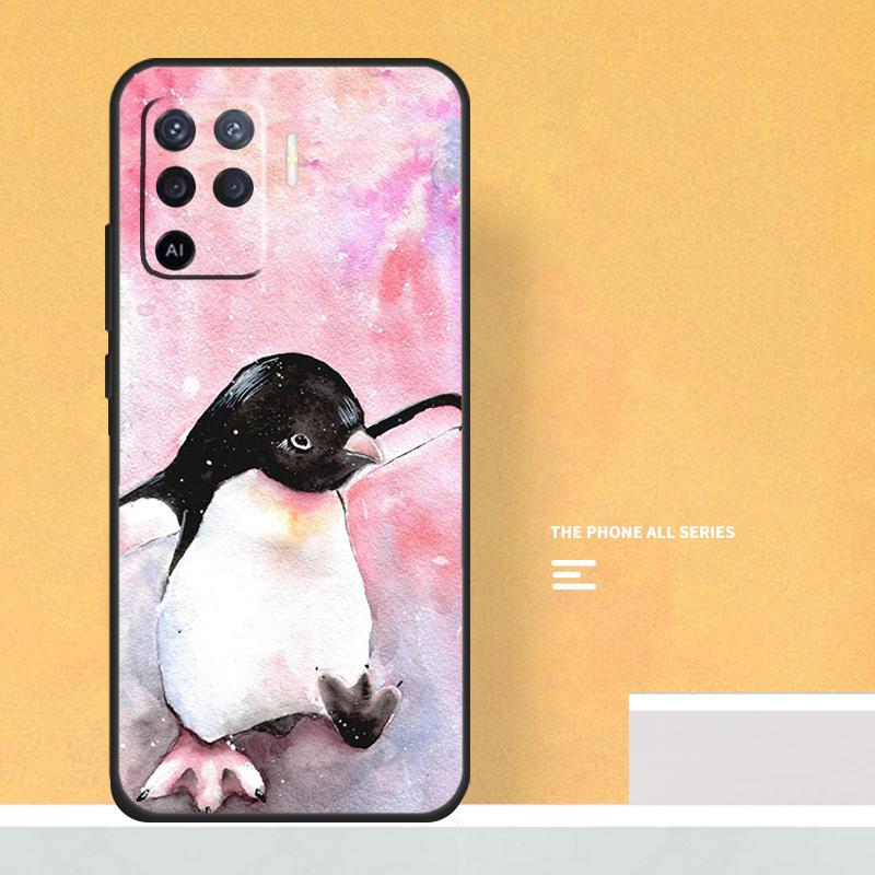 Cute Penguin Case For Oppo A40 A60 A80 A78 A98 A58 A38 A18 A54 A74 A94 A96 A76 A16 A15 A17 A57 A5 A6 Pro