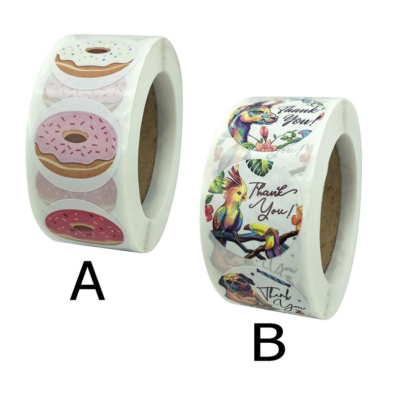 500Pcs Thank You Stickers Gifts Card Box Package Sealing Labels Donuts Stickers