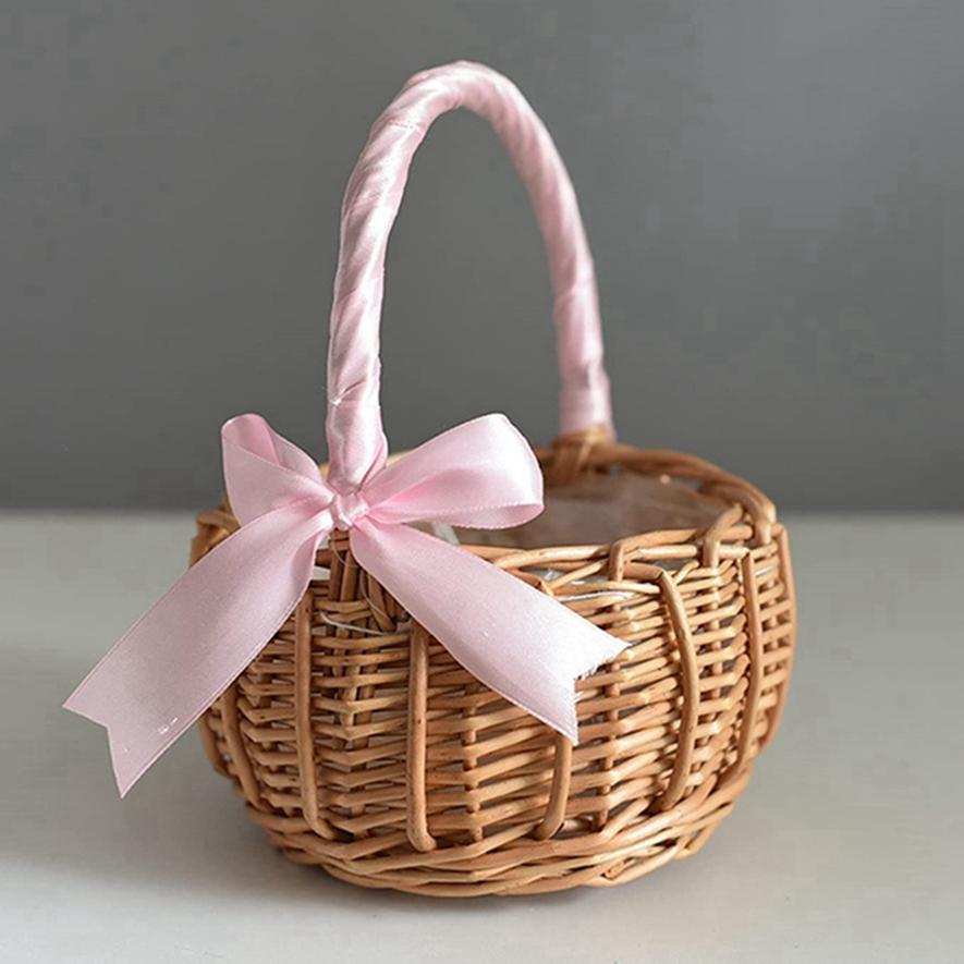 Woven Portable Flower Basket Handmade Natural Simulation Flower Basket Butterfly Festival Rattan Storage Basket