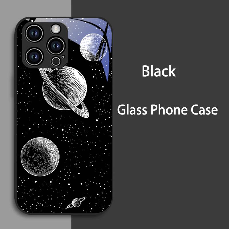 Case For iPhone 11 12 13 14 15 16 16e Tempered Glass Phone Cover For iPhone16 Pro Max 15 Plus 12 Mini Hard PC Glass Color Fundas