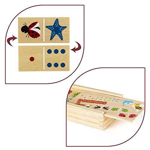 Jeu de société - COLOR BABY - Dominos Bois 28 pièces - Animaux et numéros - Pour enfants de 3 ans et plus