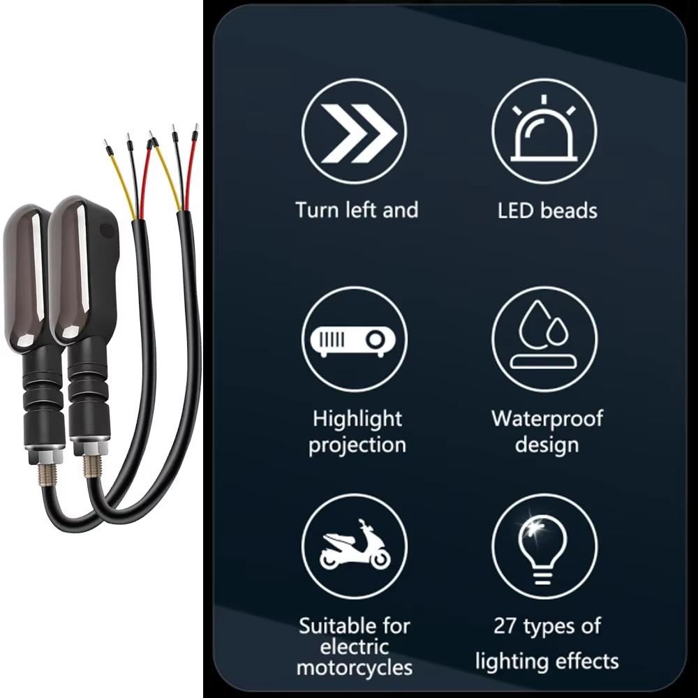 Motorcycle LED Turn Signal Lamp Projection Lamp Sequential Flowing Flash Indicator Lights Running Light Front Rear Signal Light