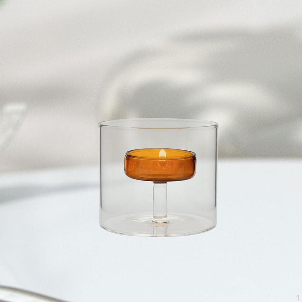 Čajová svíčka Držák Větruodolný Stojan na svíčku Skleněná Stolní Dekorace Kreativní Narozeninová Festivalová Dekorace