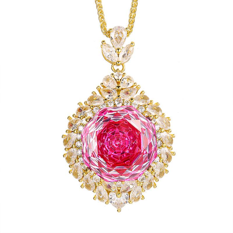 Jewelry Copper Bottom Gold Plated Rose Cut Colored Vintage Gold Pendant Main Stone 18Mm