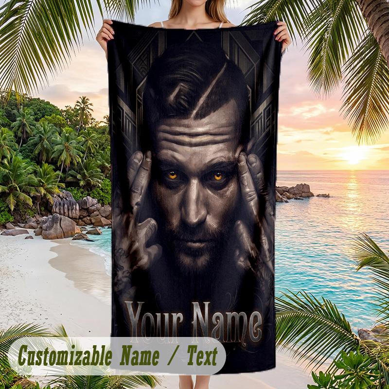 Kontra K Beach Towel, Personalized Custom Name Text, Quick Dry Large Absorbent Towel For Beach Pool