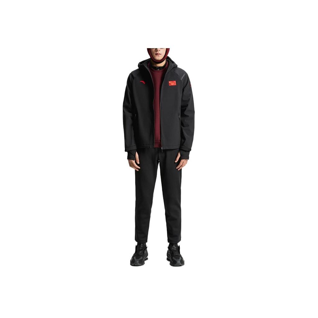 Anta FW22 Logotipo Vėliavos Spaudinio Gobtuvu Ilgomis Rankovėmis Striukė Vyriškos striukės Juoda 152140603-2