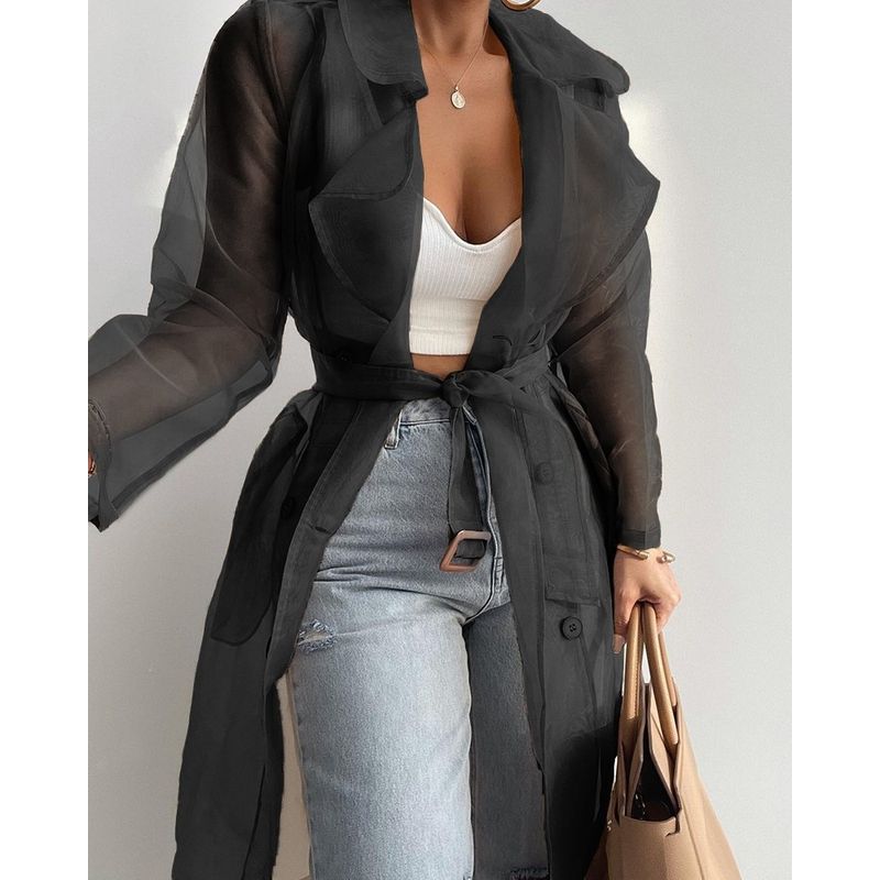 Solid Loose and Thin Shirt Jacket for Women Loose Thin Shirt Coat