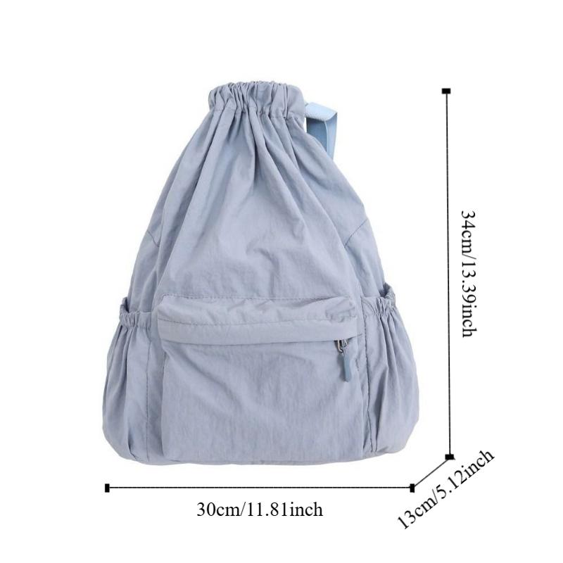 Light Weight Nylon Shoulder Bag Large Capacity High School Bag Drawstring Backpack Girls Boys