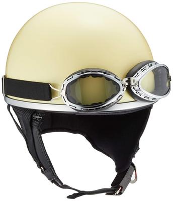 Fahrradteile-Center Helm Halbkappe mit Brille Beige Einheitsgröße Umfang 7408 (Kopfumfang 57 cm ~ 59 cm)