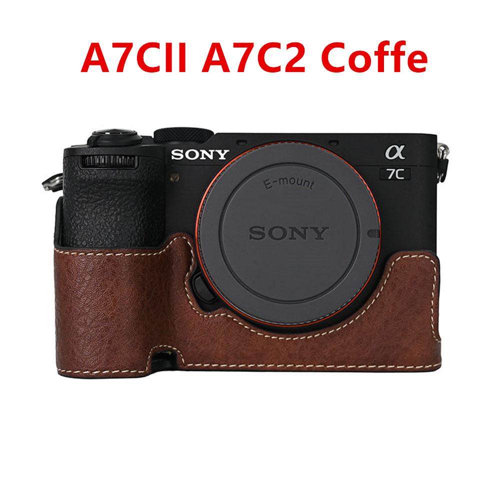 Camera Half Case for Sony A6700 A6400 A6300 A6100 A6000 ZVE10 ZVE10II ZVE10M2 A7R5 A7CII A7C2 Bottom Opening Cover PU Leather