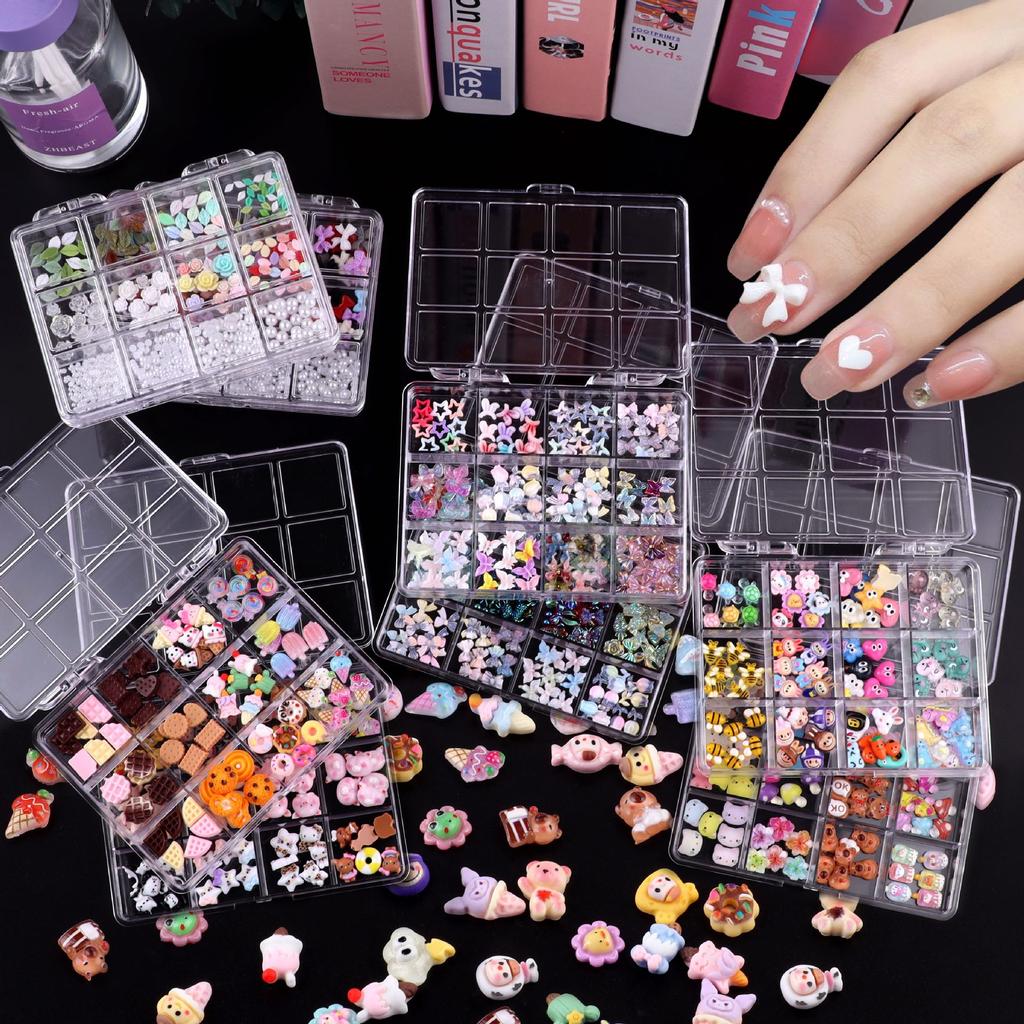 Nail Art Accessories Resin Simulation Biscuits Ice Cream Cute Cartoon Three-Dimensional Nail Accessories Mixed Bows