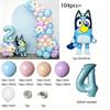 Bluey Pastel 2nd Birthday Balloon Arch Set Number 2 Foil Balloon Blue Dog Flower Garland Kids Party Decor Photo Backdrop Kit Set