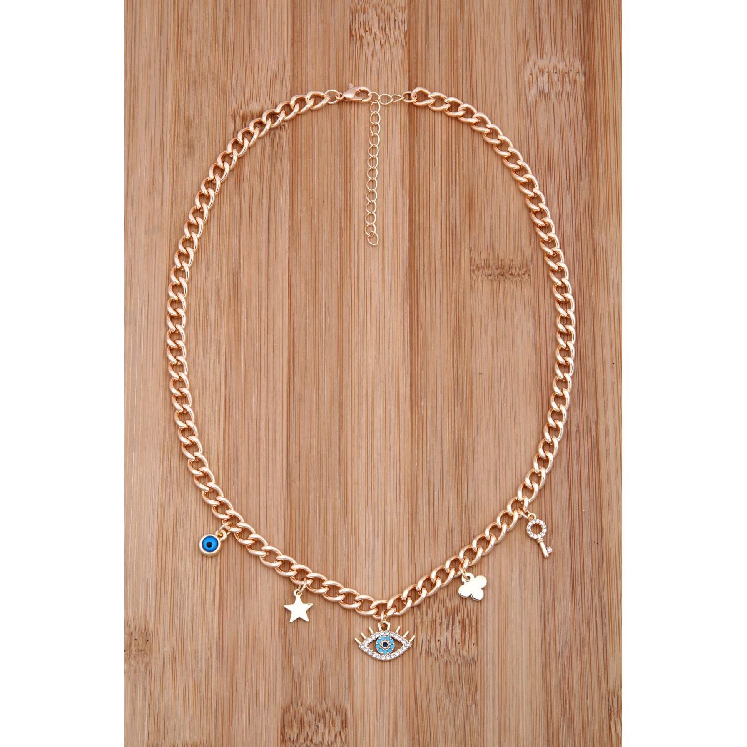 

Eye Figured Charm Thick Chain Necklace