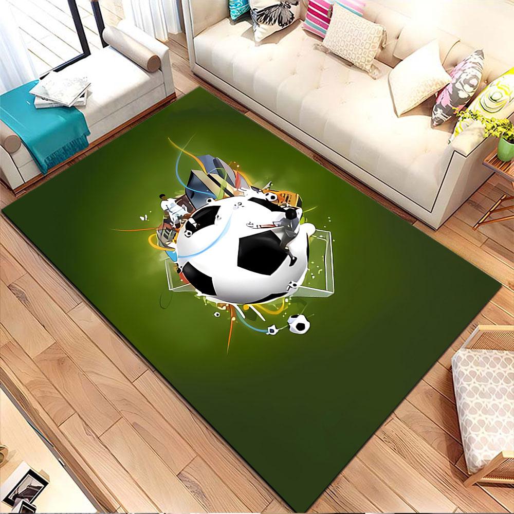 Dynamic Soccer Scene Rug Design Patterned Carpet, Non Slip Mat Suitable for Living Room and Bedroom Sofas