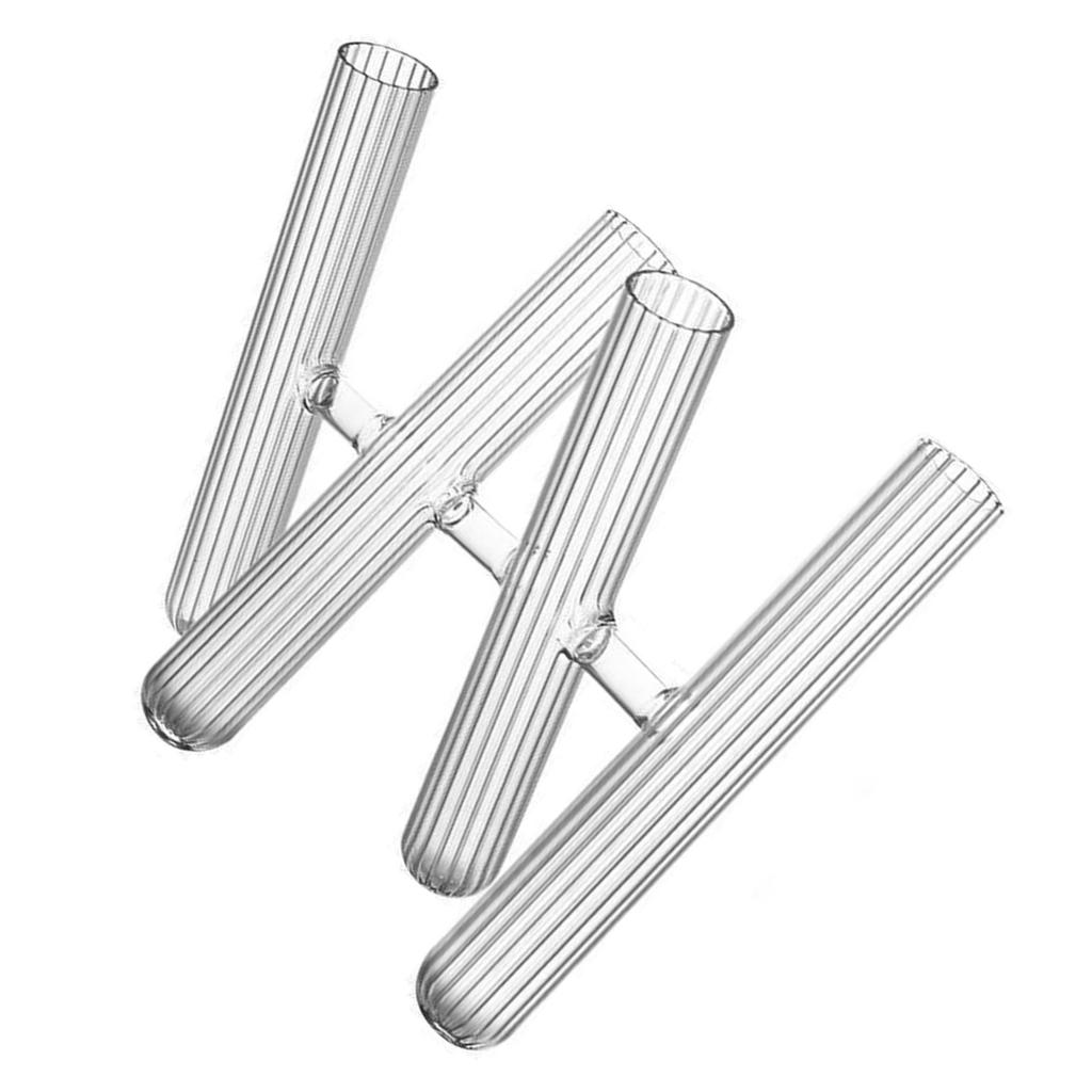 3/4 Transparent Striped Ribbed Glass Test Tube Vases for Floral Arrangements Plant Holder Container Home Office Decors