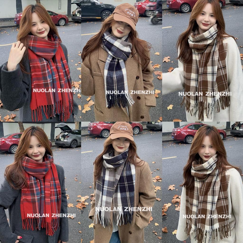 Korean Solid Color Versatile Imitation Cashmere Scarf Female Winter Student Warm Thickened Scarf Popular Scarf Collection Wholesale