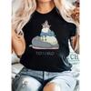 Women's Anime Cat Bus  Totoro Graphic Print T-Shirt  Casual Short Sleeve Round Neck Tee for Casual Attire Simple Design Harajuku