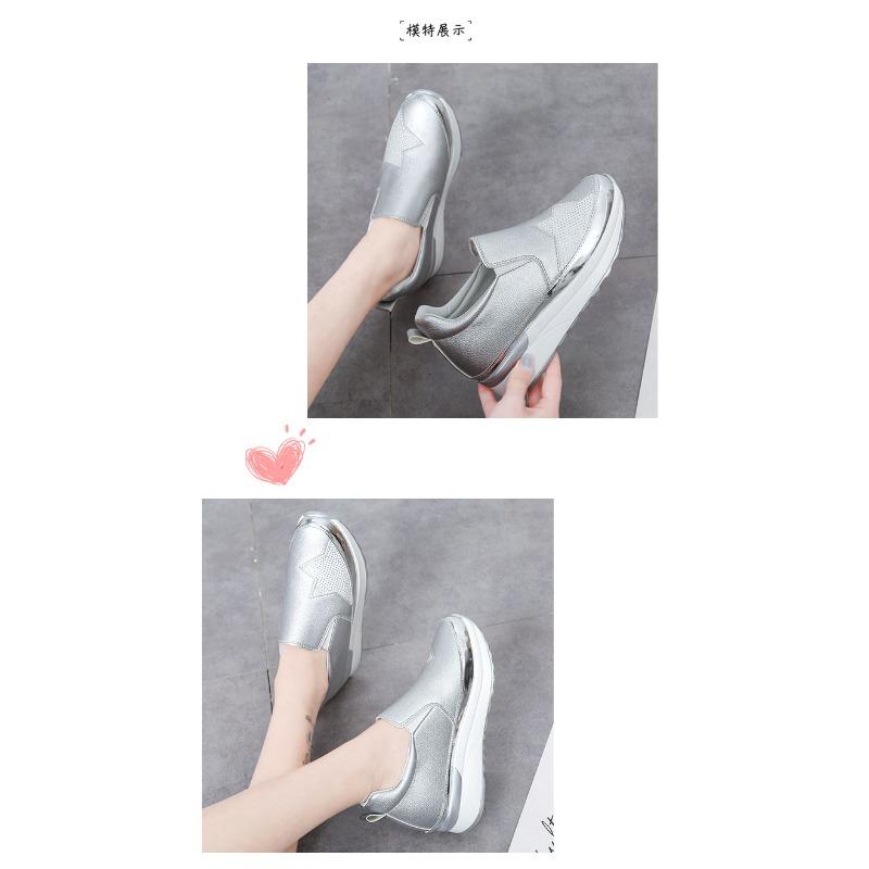 Cross-border large-size one-pedal lazy shoes fashionable rhinestone muffin thick-soled casual inner height-increasing single shoes