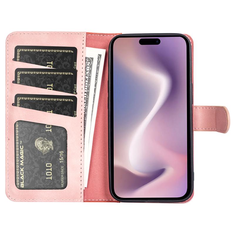 For iPhone 16 Pro Case Splicing Color PU Leather Phone Wallet Cover