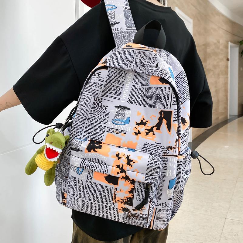 Rucksack mit Graffiti-Print, große Kapazität, Partnerrucksack, Schülerschultasche