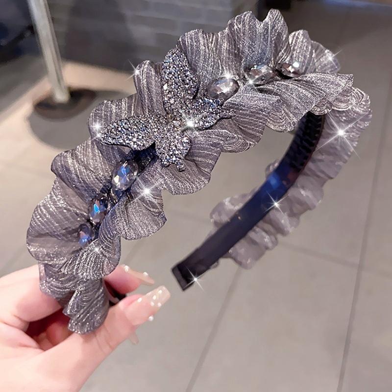New Diamond-Studded Pleated Fabric Bow Headband, an Elegant And Stylish Hair Accessory