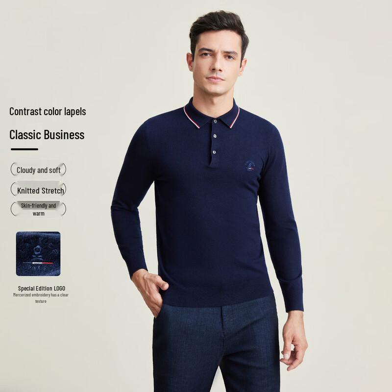 

MONTAGUT Men s Fine Yarn Long-Sleeve Polo Sweater XL (52)