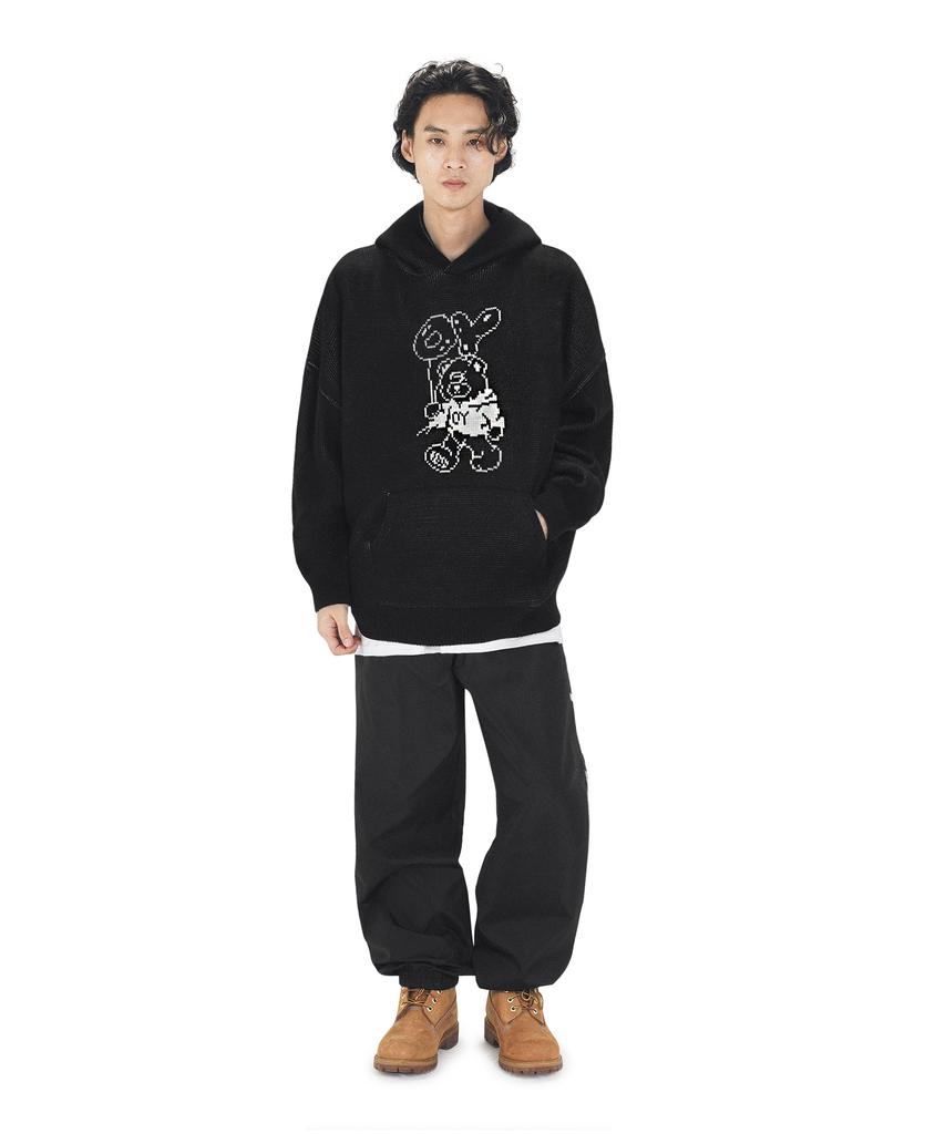 Opeunyadeu(Owai) Balloon Odolly Knit Hoodie - Black