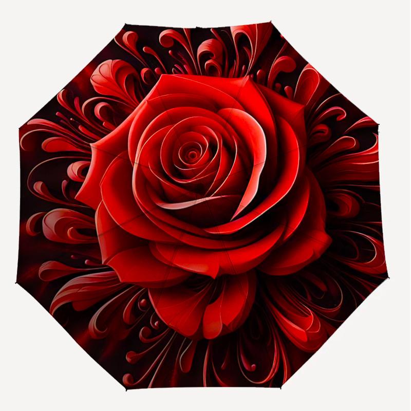 1PC Rose PetalsAutomatic Open/Close Umbrella with Windproof, 8-Rib Sturdy Canopy, Durable Ribs, Fashionable Design1286A