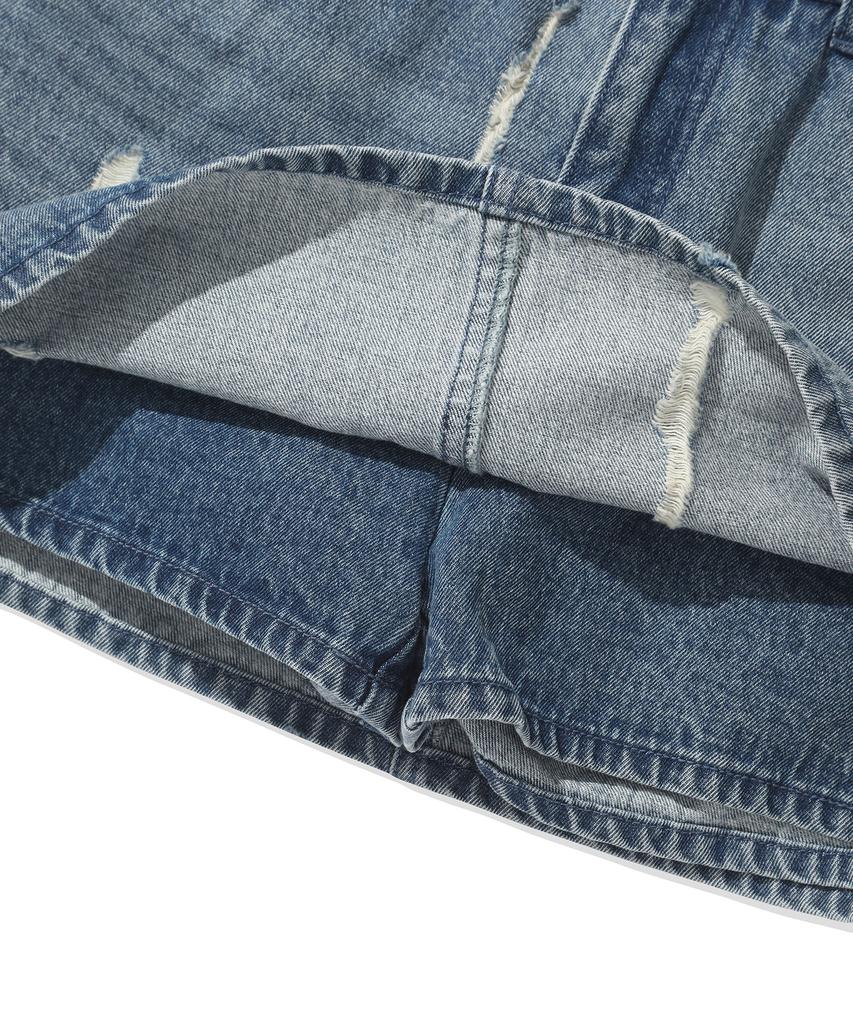 Code Graphy (Women) Distressed Denim Mini Skirt - Washed Blue